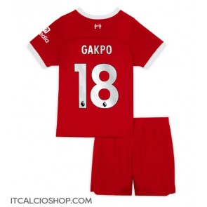 Liverpool Cody Gakpo #18 Prima Maglia Bambino 2023-24 Manica Corta (+ Pantaloni corti)